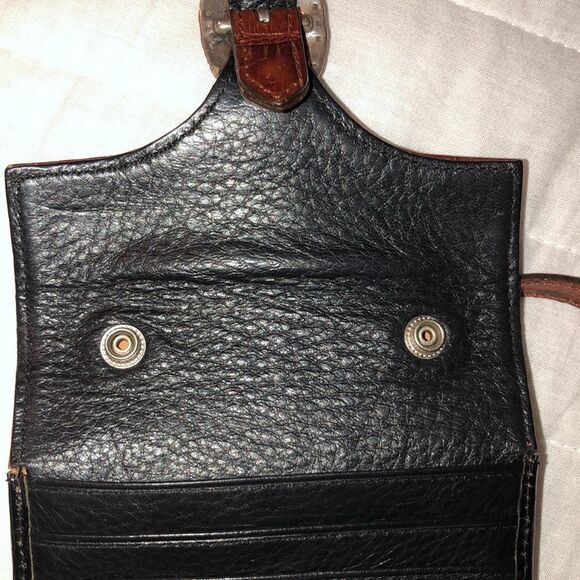 Brighton Convertible Pebbled Black Brown Silver Mini Wallet Crossbody Purse - Picture 14 of 16